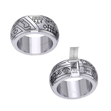 Peter Stone Puzzle Ring Theme Sigil of Archangels & Demons TRI2444 - Jewelry